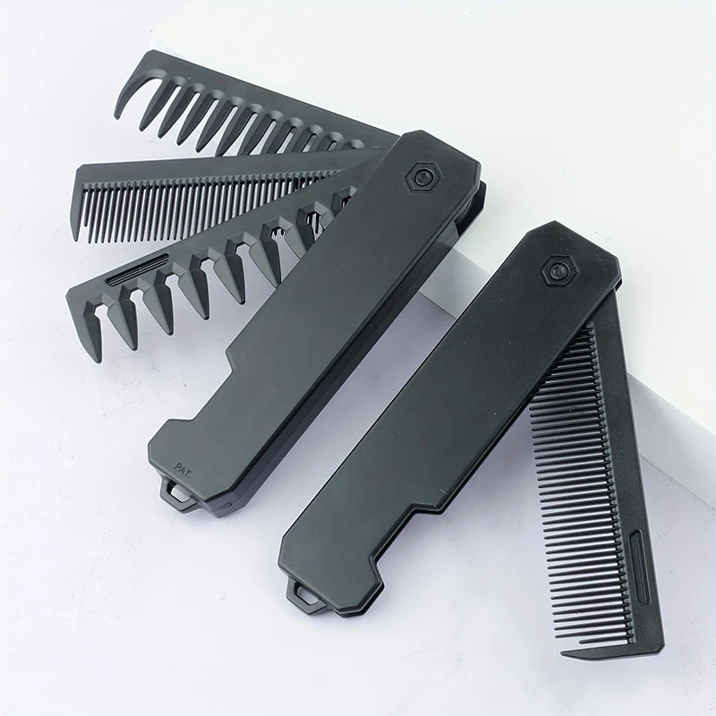 Mens Grooming Kit Bag - 남성용 3-in-1 접이식 수염 빗, 수염