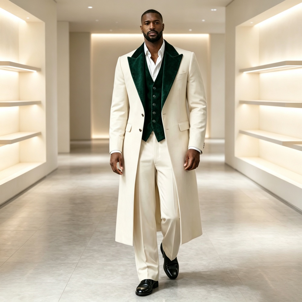Men'S Grooming And Style - 롱 스타일 3피스 남성 정장 세트,