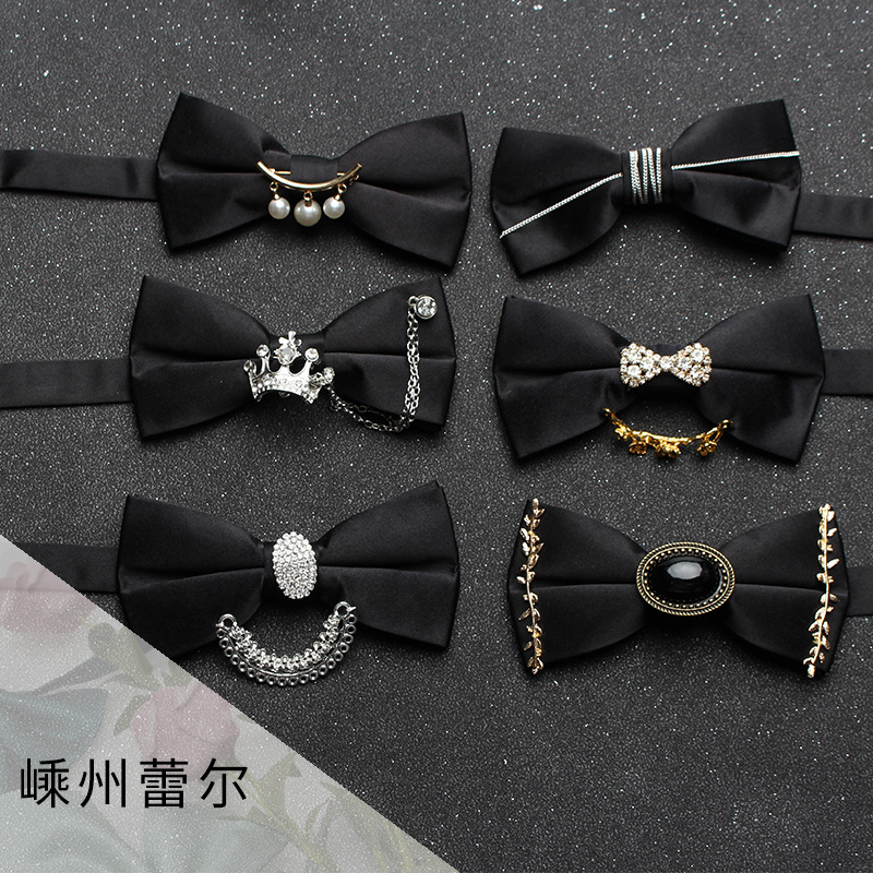 Men'S Grooming For Wedding - 맞춤형 다이아몬드 활 넥타이 진주 깃털,