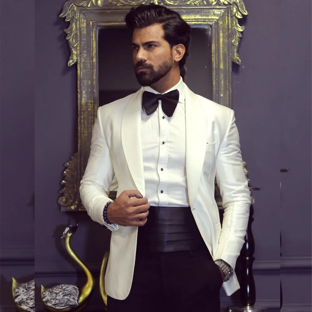 Men'S Grooming And Style - 클래식 영국 스타일 화이트 재킷 블랙