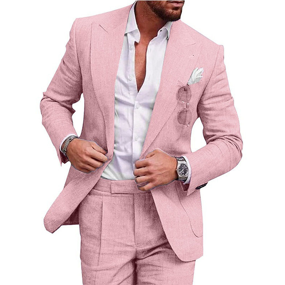 린넨 남성 정장 2피스 수트 여름 신랑 결혼식 턱시도  - Men'S Grooming Jacket 리뷰 및 가격